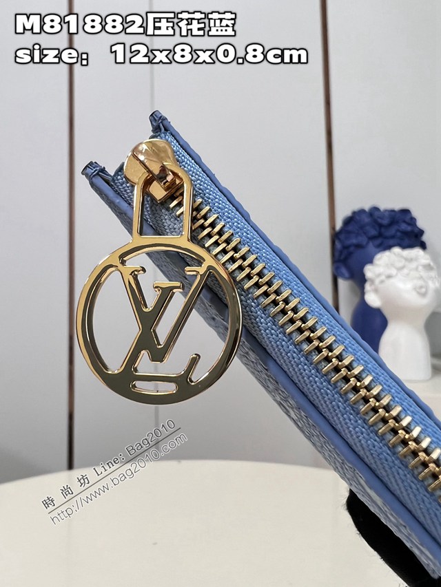 LV專櫃2023新款Romy名片夾 M81882壓花藍 路易威登經典男女款零錢卡包 dn1456